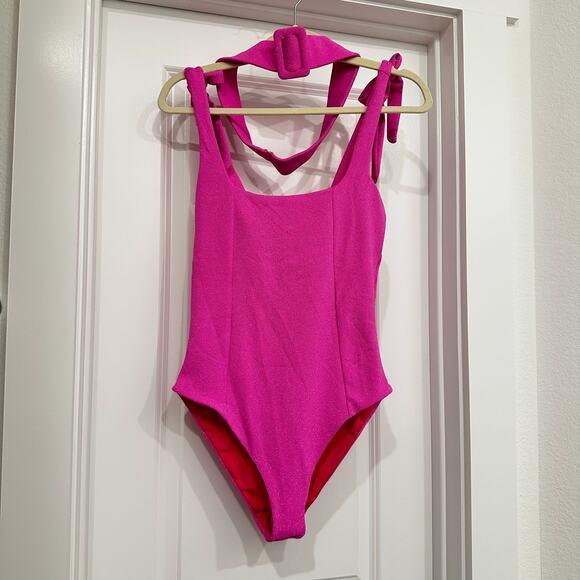 NEW Beach Riot Sydney Belted One Piece Swimsuit in Pink Size Medium - Picture 5 of 8